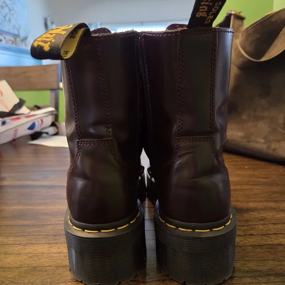 Dr. Martens Women's Dark Burgundy Leather Platform Lace-Up Boots - Picture 3 of 5